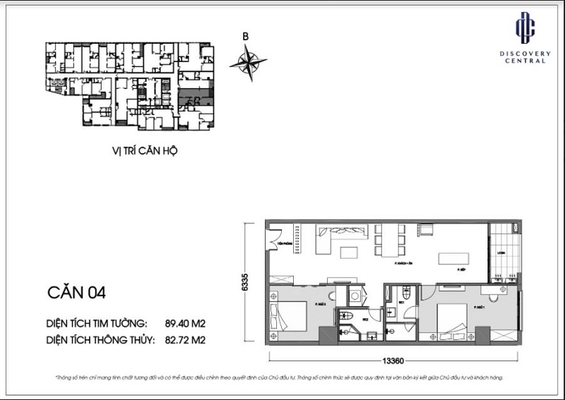 Thiết kế căn 04 - 82m2 - 2 phòng ngủ tại chung cư Discovery Central