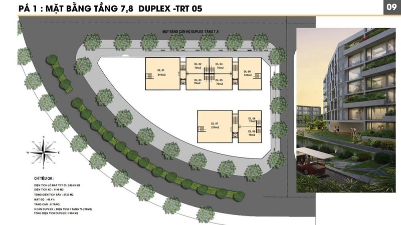 Mặt bằng thiết kế tầng 7-8 duplex của dự án Thủy Tiên Boutique Residences Ecopark