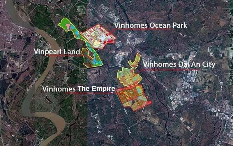 Xem vị trí dự án Vinhomes The Empire Hưng Yên tiếp giáp với những khu đô thị đẳng cấp