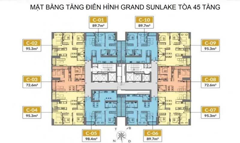 Mặt bằng thiết kế toà 50 tầng Grand Sunlake Văn Quán – Hà Đông